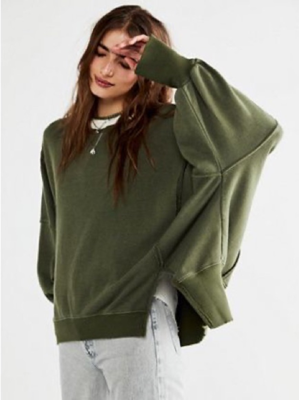 NWT Free People x We The Free Camden Sweatshirts in Olive Green